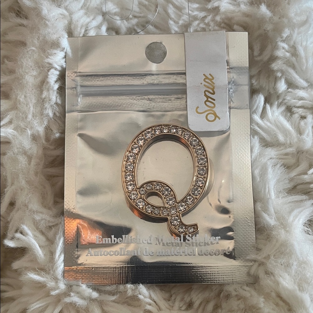 Sonix Gold Crystal Brooch Sticker Letter Q